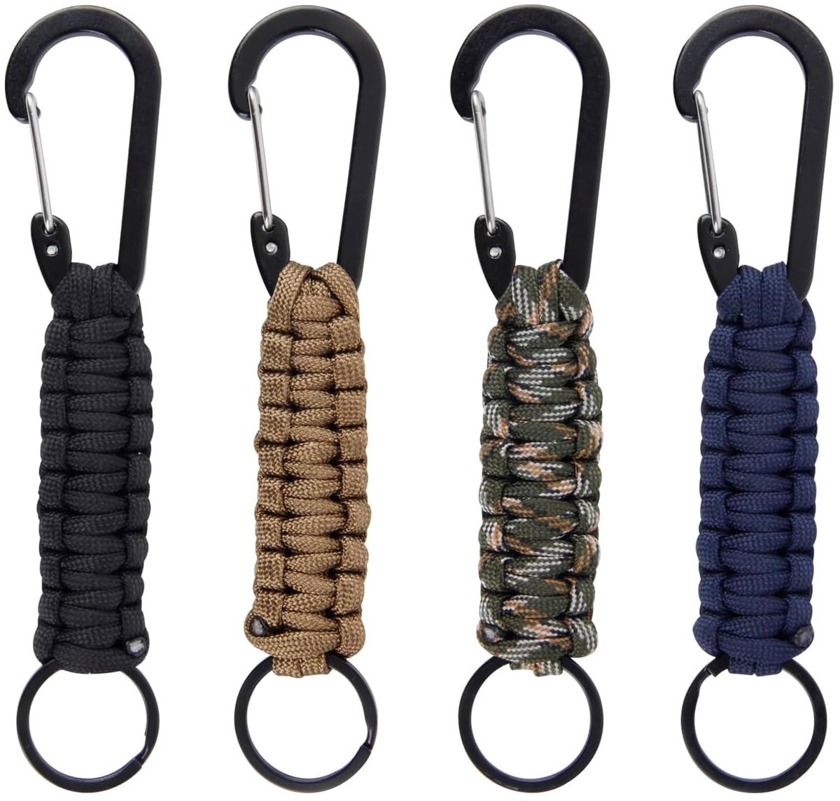 Dailygoods - Paracord Sleutelhanger met Karabijnhaak - 4 Stuks voor Outdoor en Camping