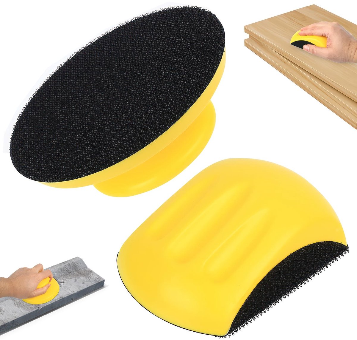 Dailygoods- Handschuurblokset 2 Stuks - 5 Inch Haak-en-Lus Schuurpads - Duurzaam PU - Ergonomische Vorm - Voor Hout/Metaal - Professionele Resultaten
