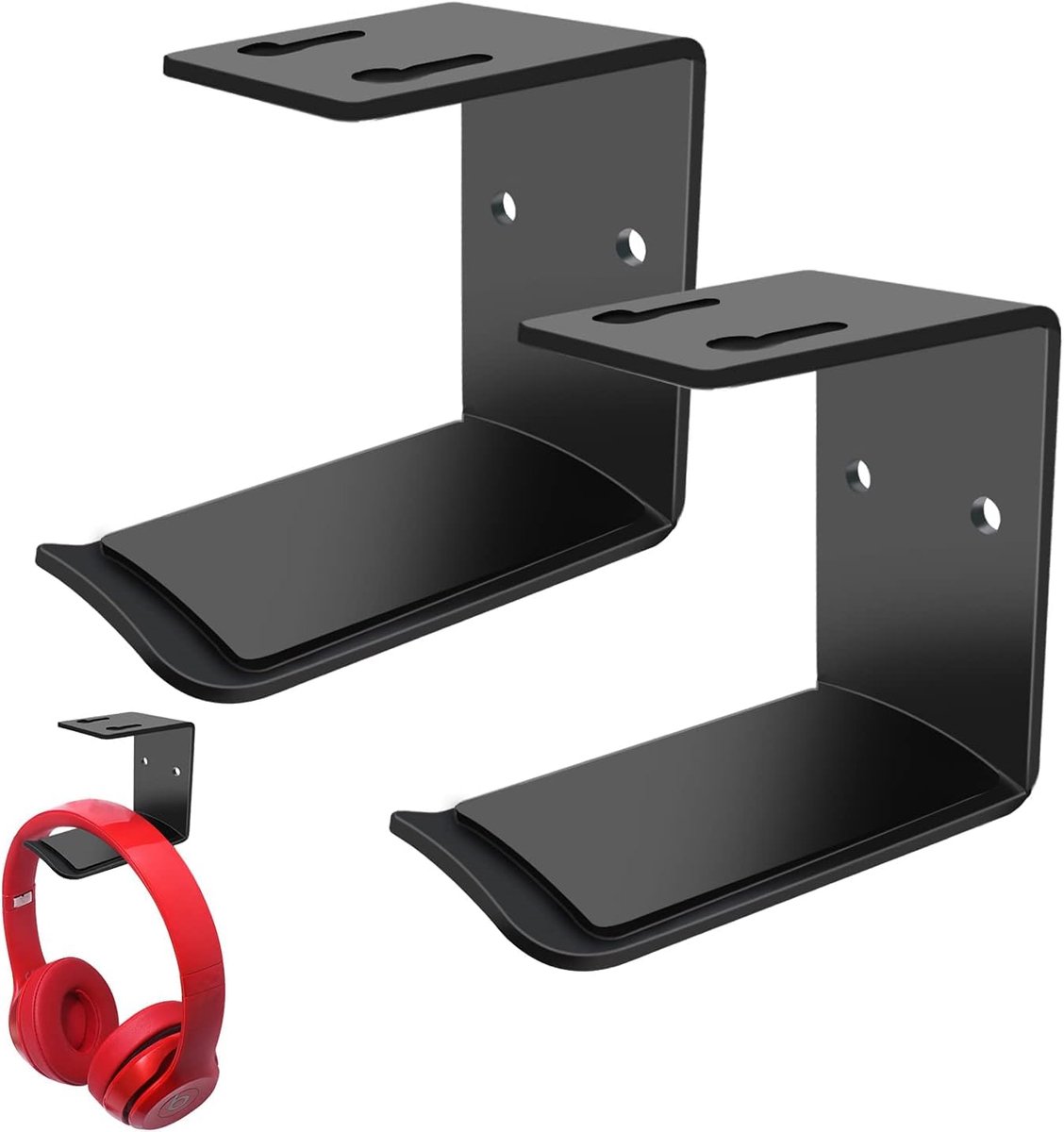 Dailygoods - Headset Houder met Schroeven en Sterke Plakband - Universele Oplossing voor Hoofdtelefoons