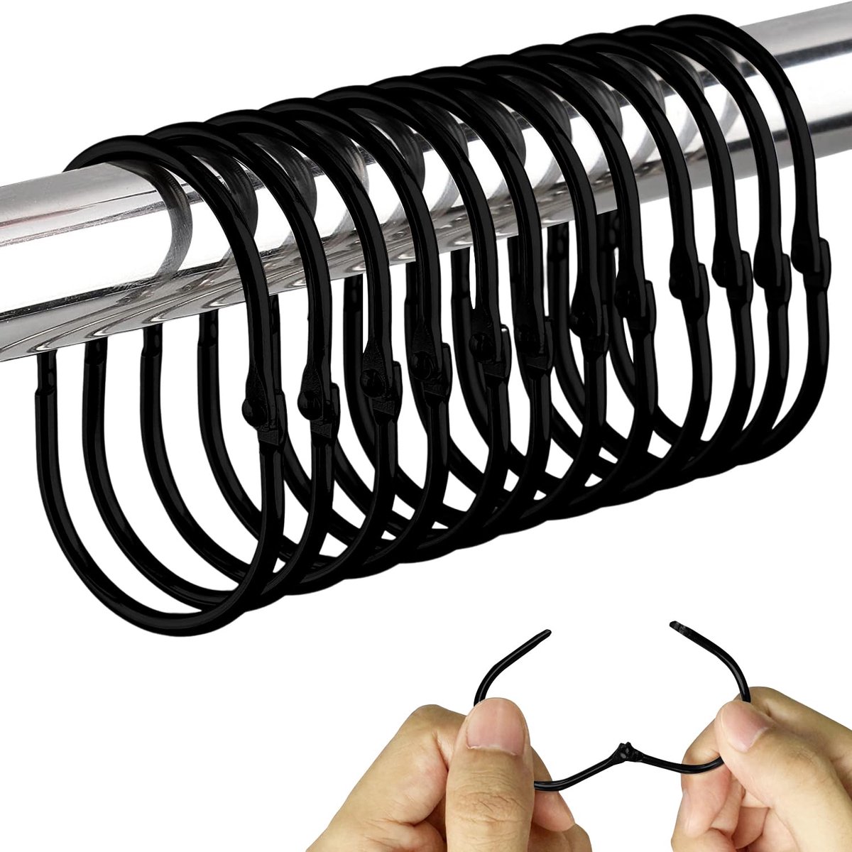 Dailygoods - 12 Douchescheidinghaken - Ovalen Haken voor Douchegordijn