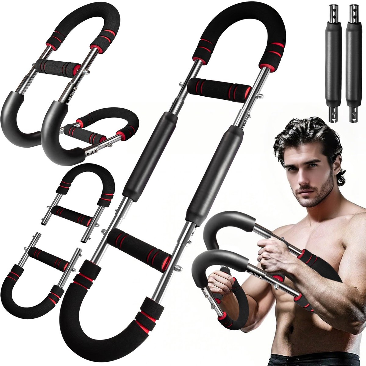 Dailygoods- Armtrainer 3 standen verstelbaar - Draagbare Powertwister - Borsttrainer voor mannen/vrouwen - Thuis/kantoor/reis - U-structuur voor meerdere spiergroepen - Katoenen handvat.