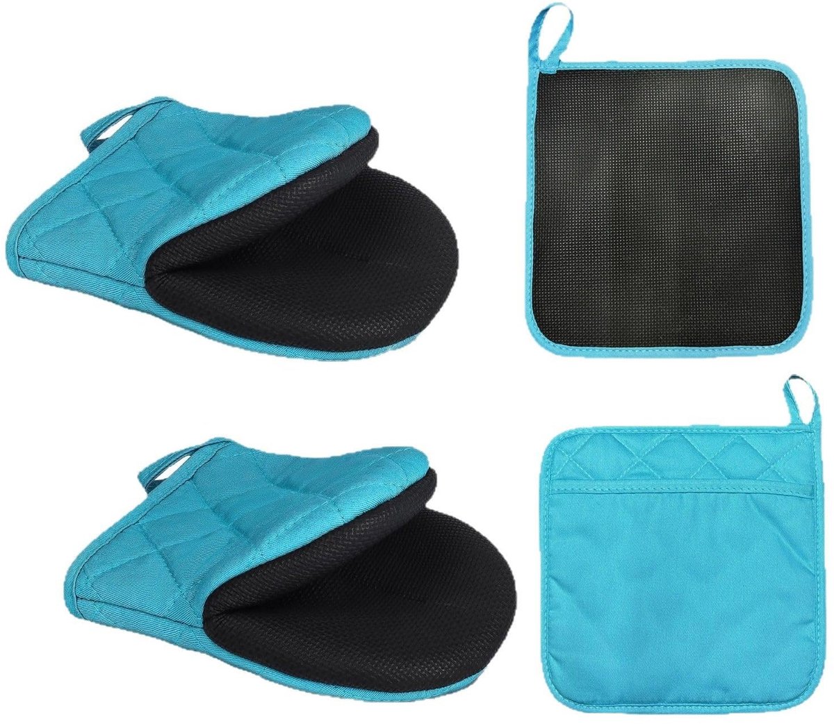 Dailygoods - Ovenwant en Potholder Set - Hittebestendig en Antislip, Blauw