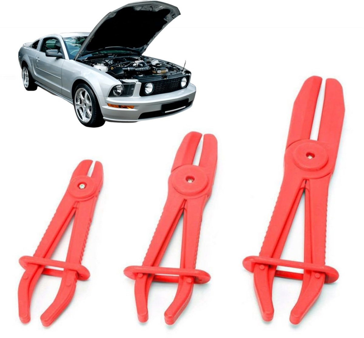 Dailygoods - Rem Slangklem Tangset - 3 Maten Slangklemmen voor Auto - Rood