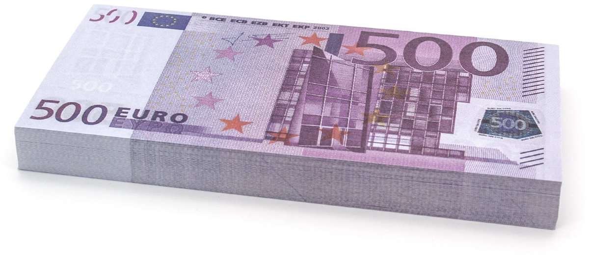 Dailygoods- Speelgeld 100 x € 500 - Nep Geld Biljetten - Eurobiljetten - Authentieke Replica's - Stijlvol - Veiligheidskenmerken Druk. - Nepgeld