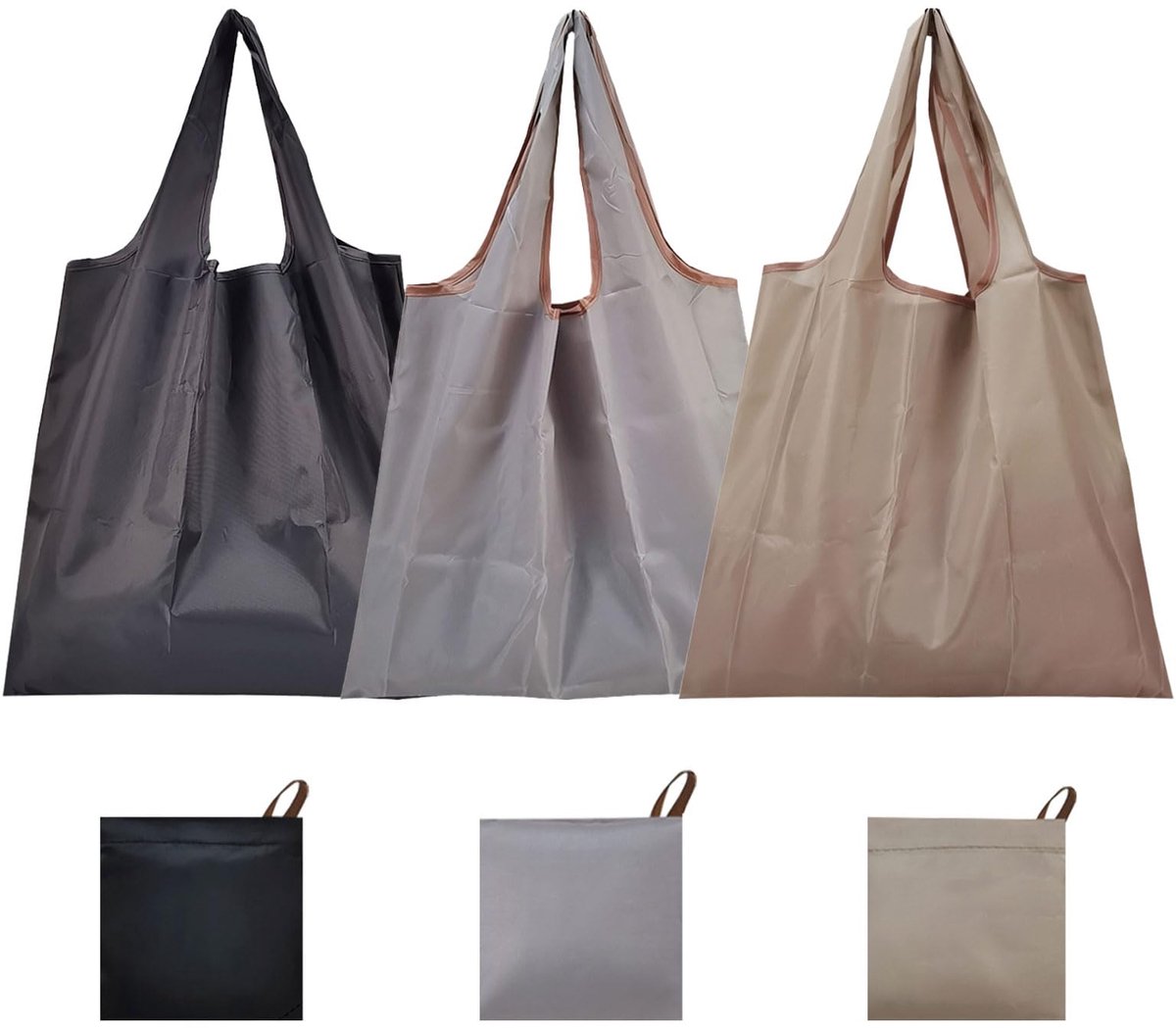 Dailygoods - Set van 3 Vouwbare Herbruikbare Winkeltassen - Duurzaam en Lichtgewicht
