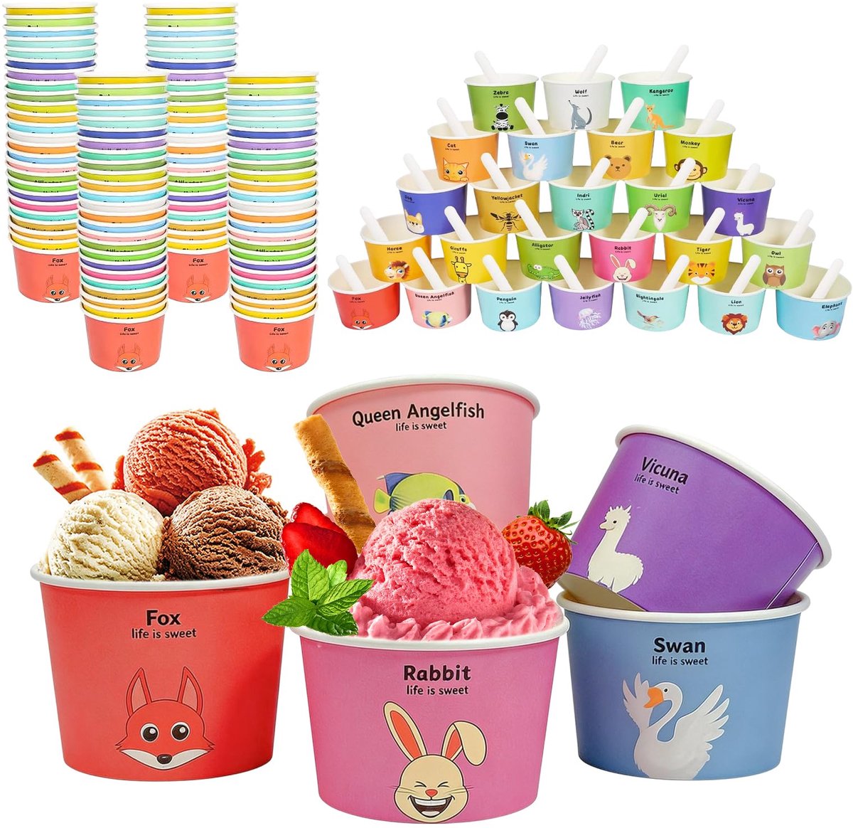 Dailygoods - IJsbekers van Papier - Wegwerptaartbekers, 100 Stuks