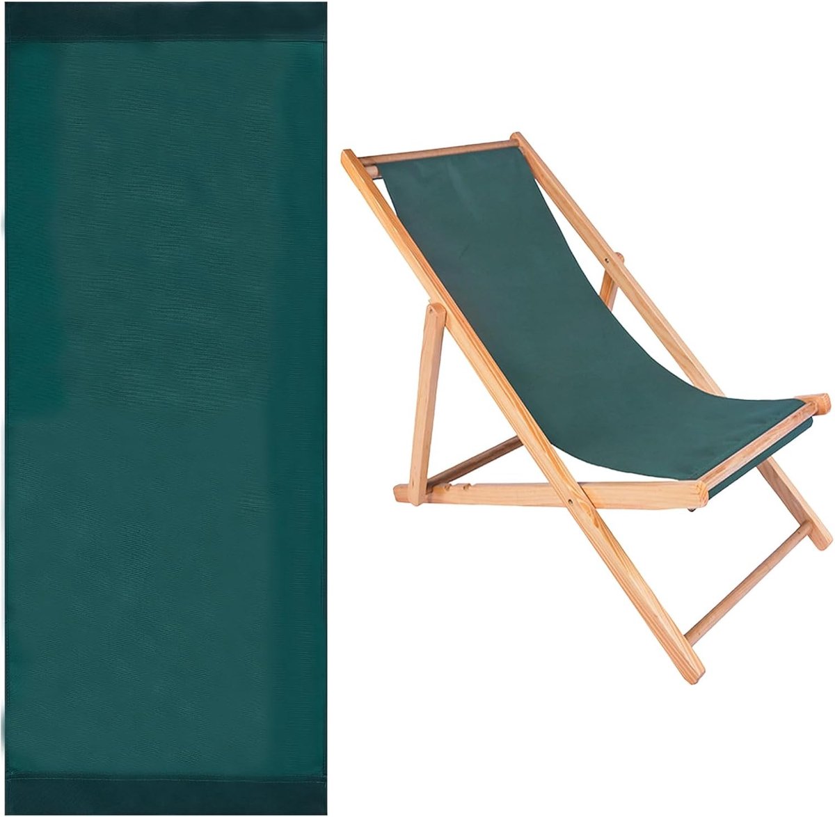 Dailygoods - Strand Slingstoel - Vervangend Doek - Opvouwbaar - Diepgroen - Tuinstoel - Vo