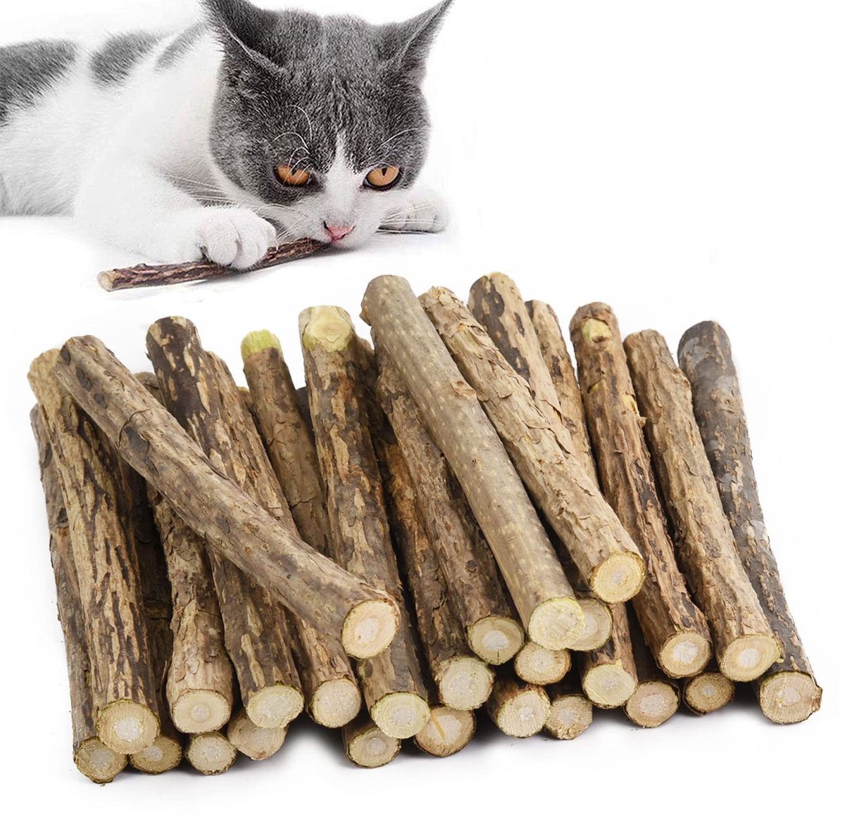Dailygoods- Tandenkauwstokken - Natuurlijke Kauwspeeltjes - Kattenkruid/Kauwspeelgoed - Tandreiniging - Stressverlichting - Volledige Tandgezondheid - 30 Stuks