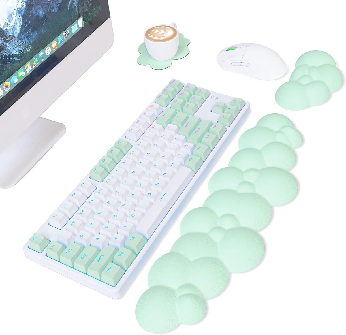 Dailygoods - Cloud Toetsenbord Polssteun & Muismat Set - Ergonomisch Geheugenfoam met Antislip