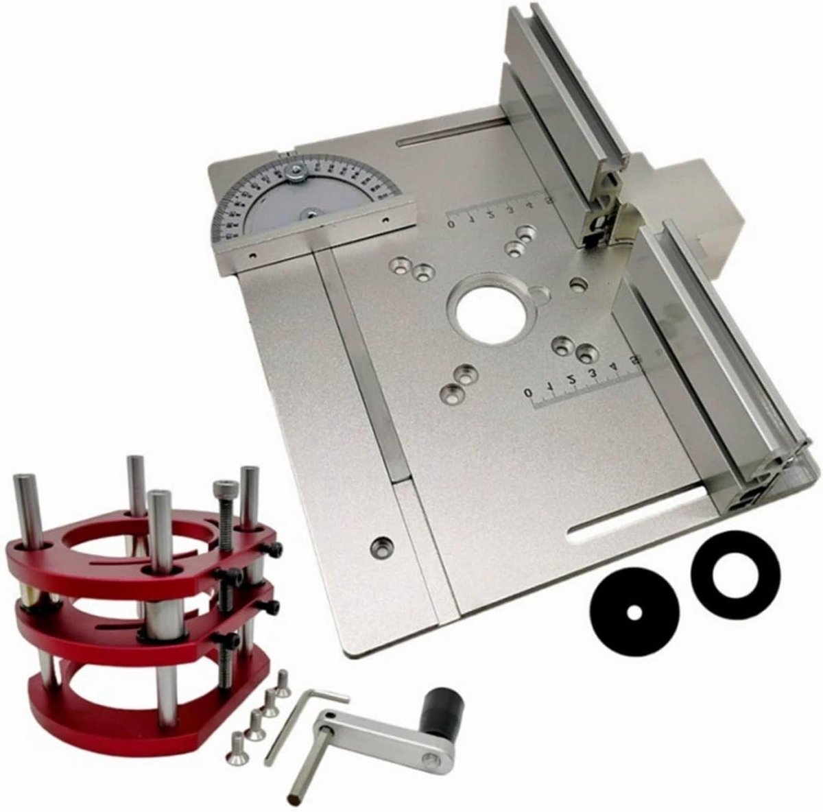 Router Lift Kit - Hefsysteem Freesmachine - Houtbewerking Precisie - Universele Compatibiliteit - 64-65 mm - Zilver