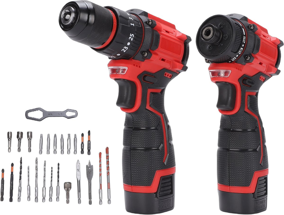 Accuboormachine Set 16,8V Brushless – Boor en Slagschroevendraaier met 3 Accu’s – 550W Elektrisch Gereedschap