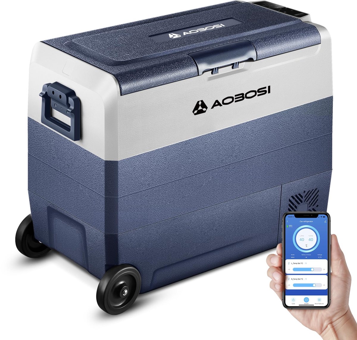 SnelShoppen - AAOBOSI Compressor-koelbox 60 L met APP-bediening - Campingkoelkast voor Auto, Vrachtwagen, Boot, Camper - Dual Zone -20°C tot 20°C - 12