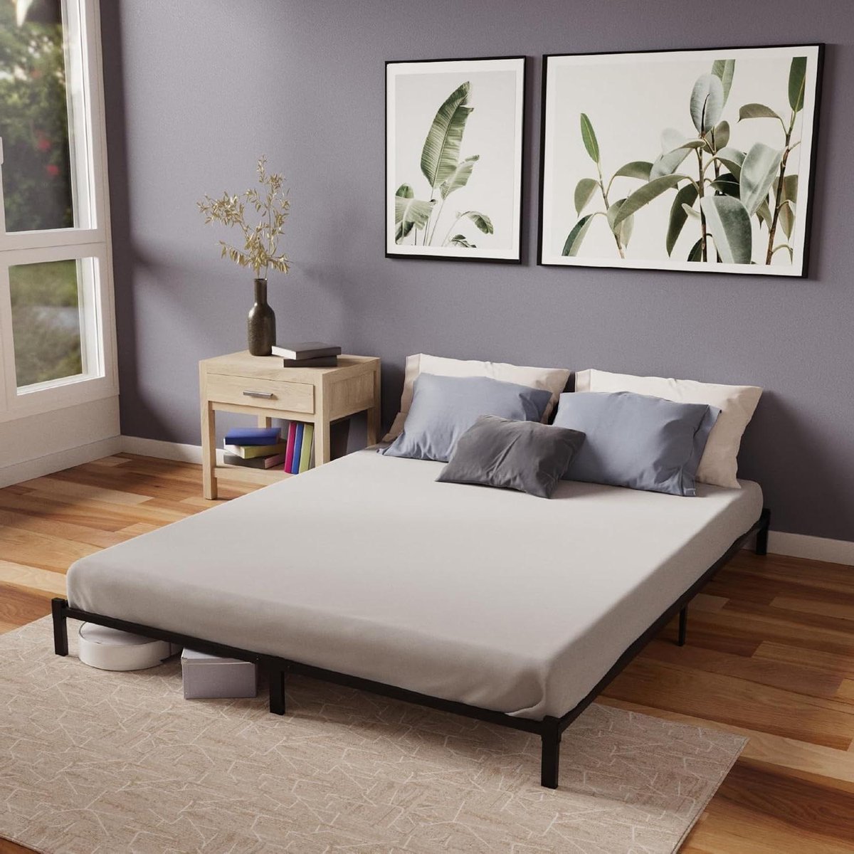 Bedframe 160x200 - Metalen bed met lattenbodem - Slaapkamer organiseren - Ruimte onder het bed - 160x200 cm - Zwart