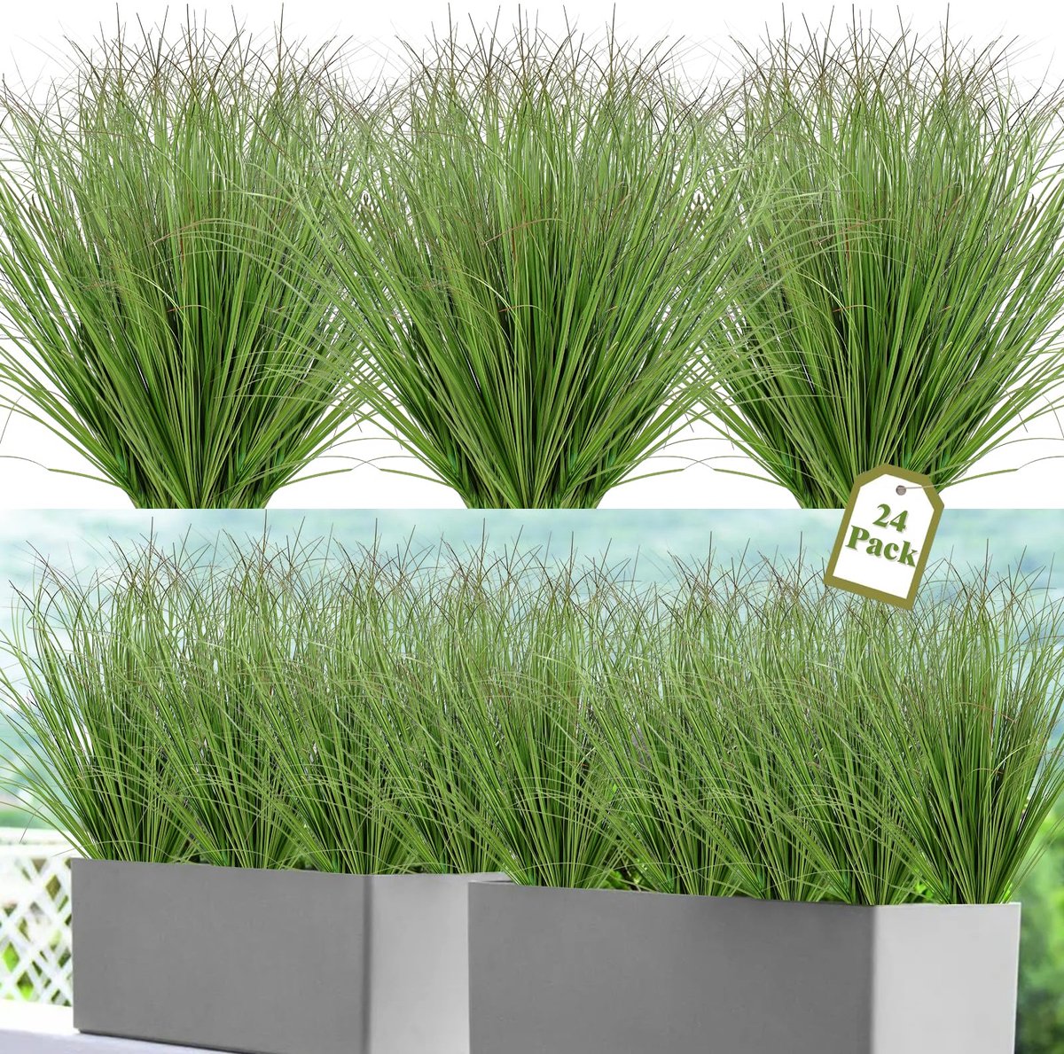 SnelShoppen - 24 Bundels Kunstgras 51 cm Hoog - Weerbestendig Kunstplanten - Realistisch Kunstgras voor Binnen en Buiten - Perfect voor Tuin, Balkon,