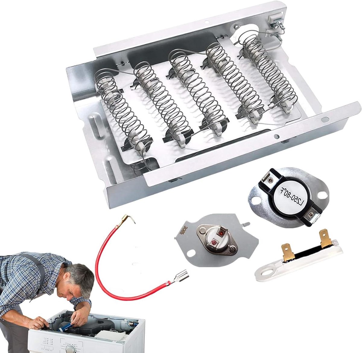 Droger Verwarmingselement Droogverwarmingselement Kit Kleding Drogen Inclusief Thermostaatschakelaar 18.9B x 8.1H cm Zilver