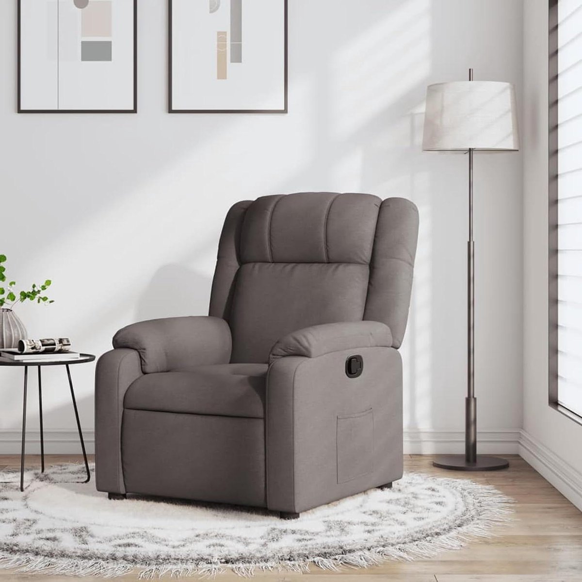 Relaxstoel stof - Fauteuil Leunstoel - Ontspannen Zitten - Handmatige Lighoek - 77 x 95 x 99 cm - Taupe
