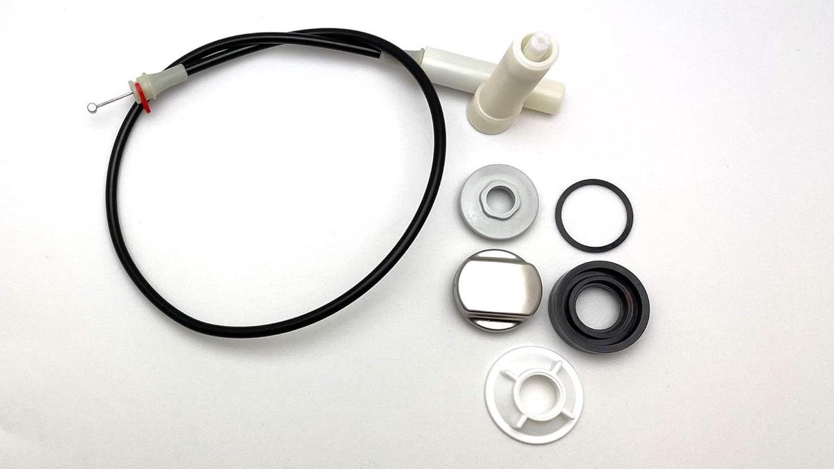 Bowdenkabel Spoelbak - Afvoer Kabel - Keuken Reparatie - Met Roller en Dop - 3 ½ inch - Zilver