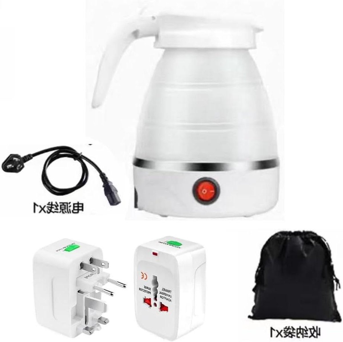 Opvouwbare Waterkoker - Reis Waterkoker - Reizen en Kamperen - Compact en Draagbaar - 500 ml - Wit