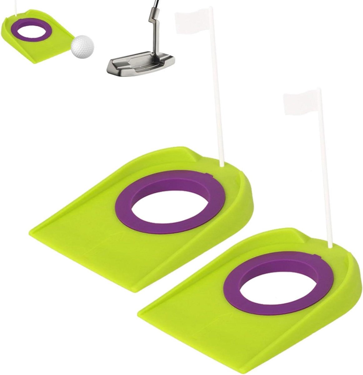 Golf Oefenbeker - Putting Cup - Golfvaardigheden Verbeteren - Dubbele Uitlijningsringen - 10.5 cm - Meerkleurig