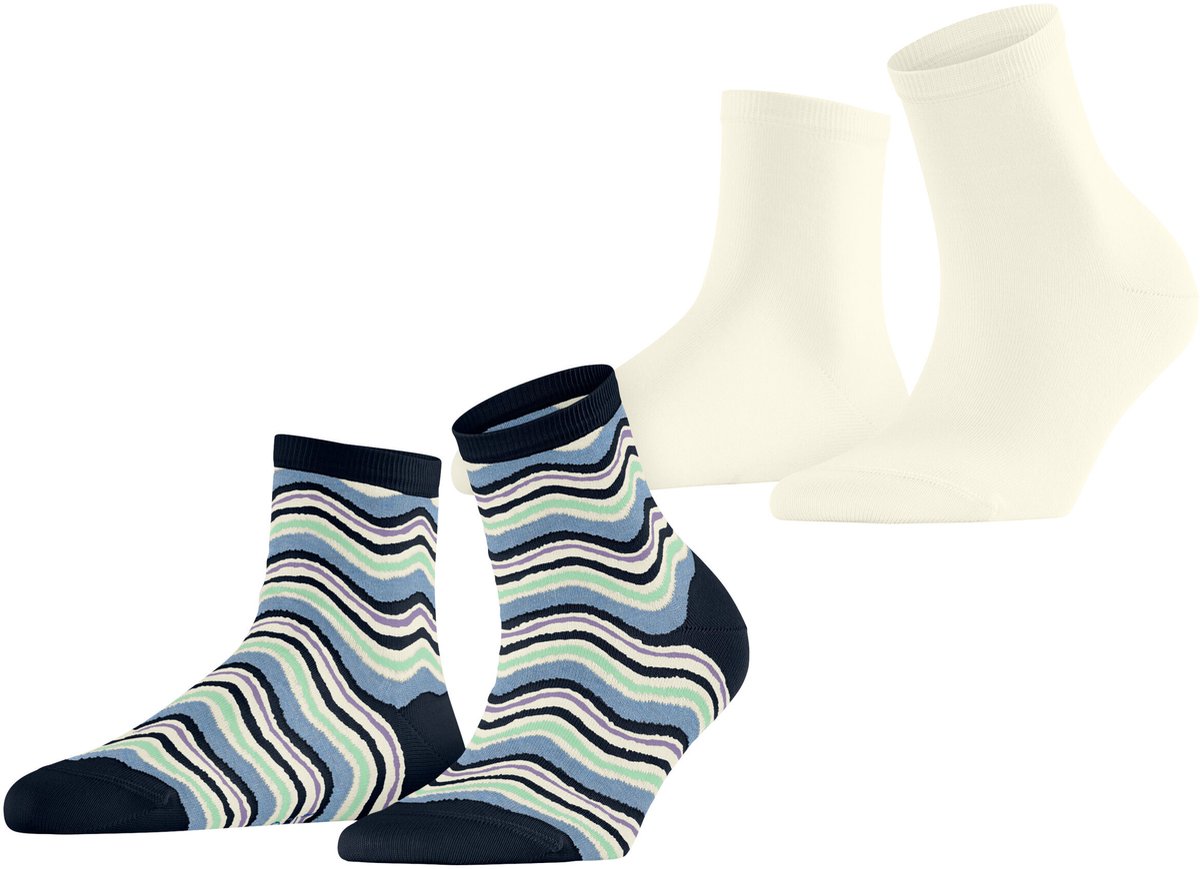 Esprit Watercolor 2-Pack gedessineerd katoen Multipack Sokken dames veelkleurig - maat 35-38