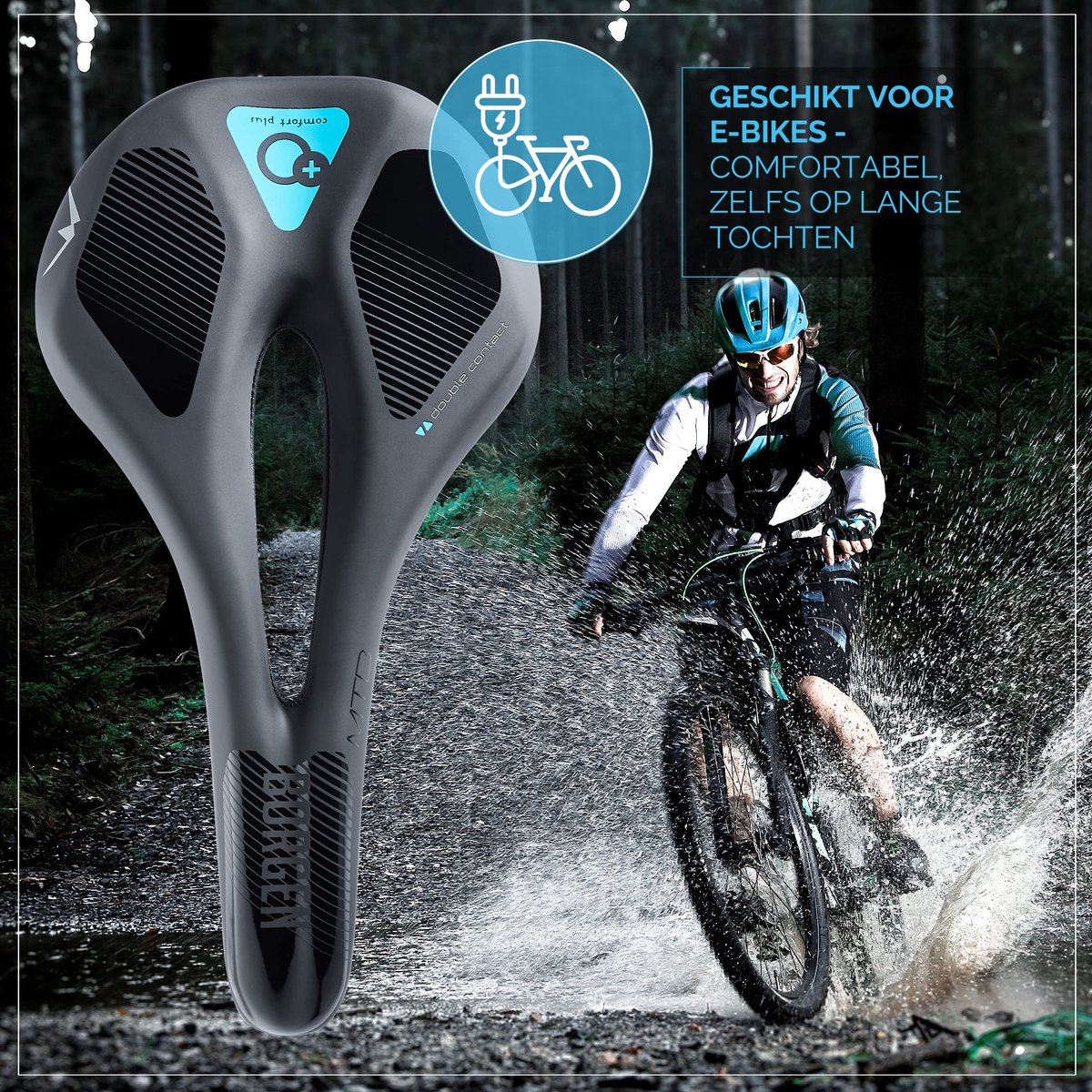 SnelShoppen - Ergonomisch Fietszadel Heren en Dames met Geheugenschuim en Gel - Comfortabel Fietszadel voor Lange Tochten, City Trekking, MTB, Racefie