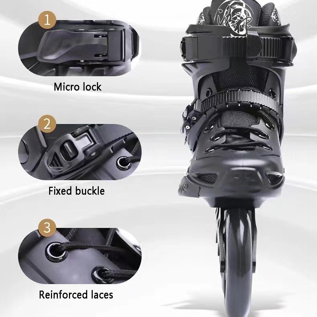Inline Skates - Rolschaatsen Speedskates - Hoge Snelheid Skaten - Drie 110mm Wielen - Maat 44 - Zwart