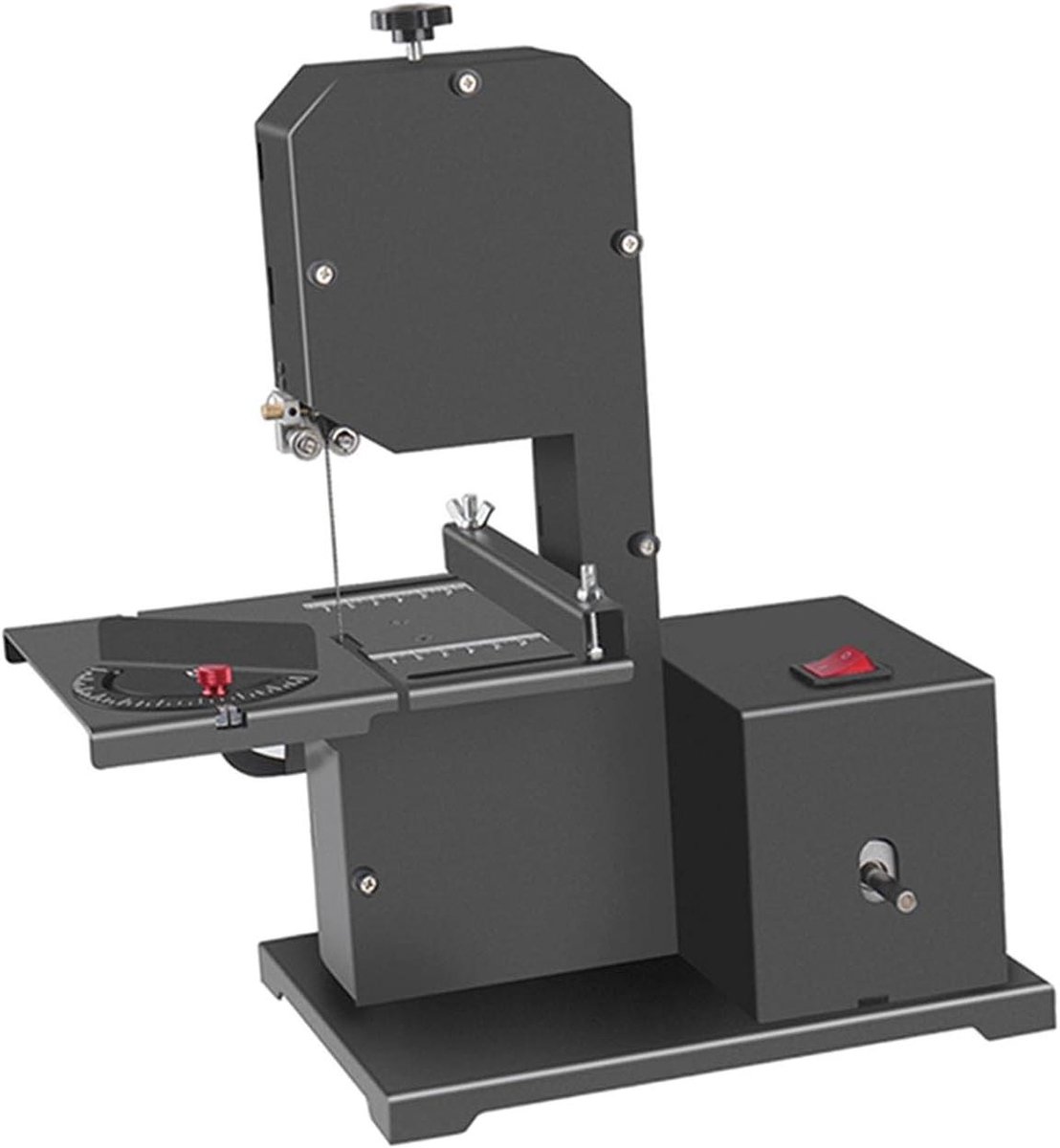 Mini Lintzaagmachine - Tafelzaag Houtbewerking - Precisie Zagen - Verstelbare Hoek 0-45 - 800W Motor - Grijs
