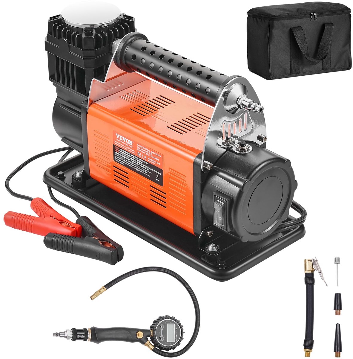 SnelShoppen - 12V Heavy Duty Luchtcompressor met Digitale Manometer, 150 PSI Offroad Luchtpomp, 7,06 CFM Draagbare Bandenpomp voor Auto, Vrachtwagen,
