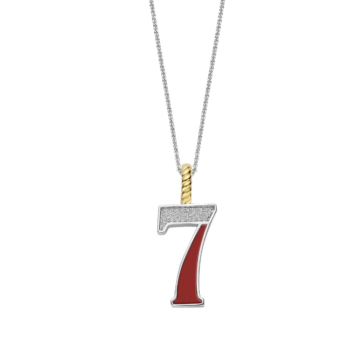 TI SENTO Dames Hanger - 925 zilver - Cijfer 7 - Rood - 6841CR_7