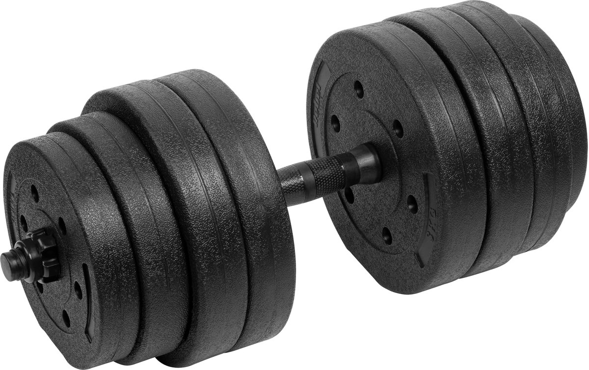SnelShoppen - Verstelbare Hantelset 20kg - Stevige Bitumen Hantels voor Thuis Gym - Ideaal voor Krachttraining, Fitness, Bodybuilding, Sport en Gewich