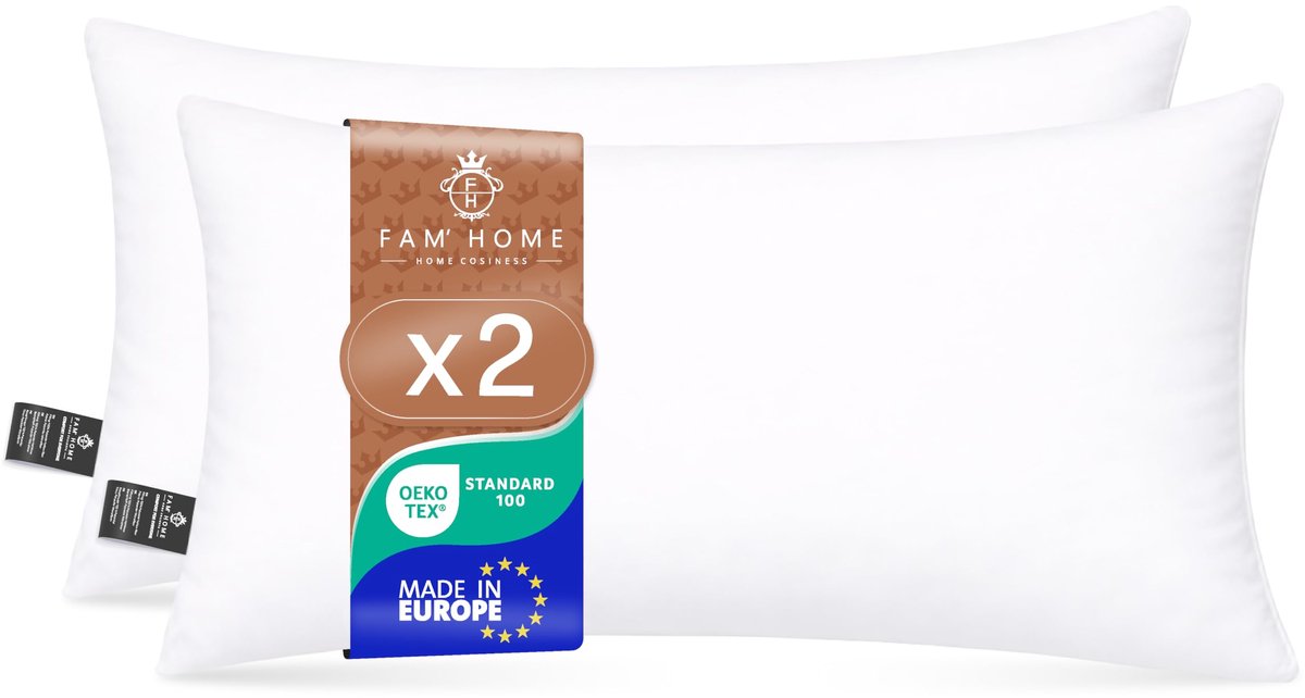 SnelShoppen - Zachte Microvezel Kussen Set van 2 40x80 cm - Hypoallergeen, Machinewasbaar, Optimale Steun Voor Nek en Hoofd, Ideaal Voor Thuis en Reiz