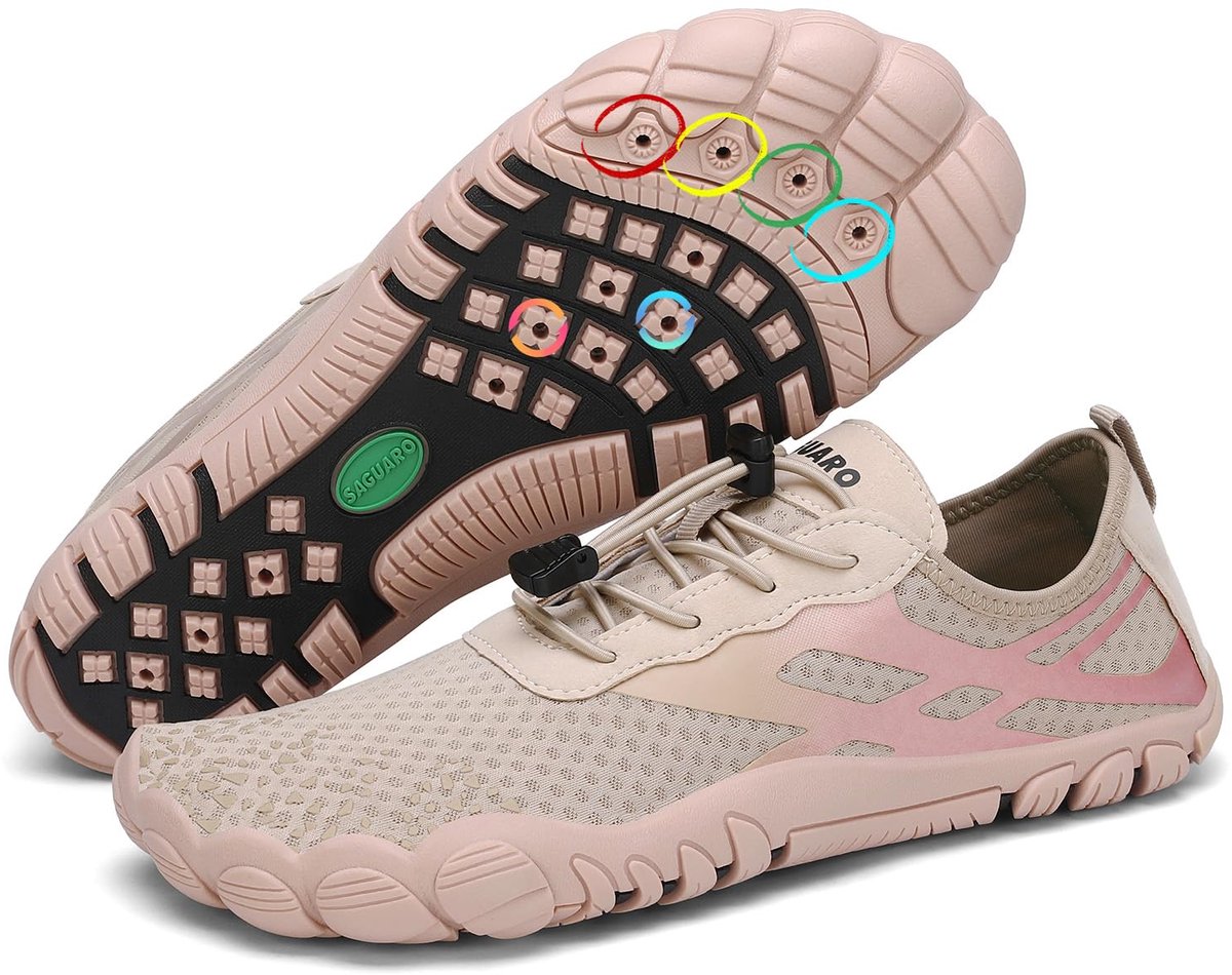 SnelShoppen - Badschoenen voor Dames en Heren, Waterschoenen, Sneldrogende Aquaschoenen, Maat 36-48, Kaki, Ideaal voor Strand, Zwemmen, Camping en Wat