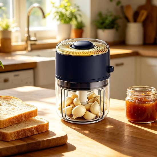 Elektrische Mini Chopper - Keuken Gadget - Snel Ingrediënten Hakken - Draadloze Flexibiliteit - 350 ml Capaciteit - Blauw — afbeelding 3