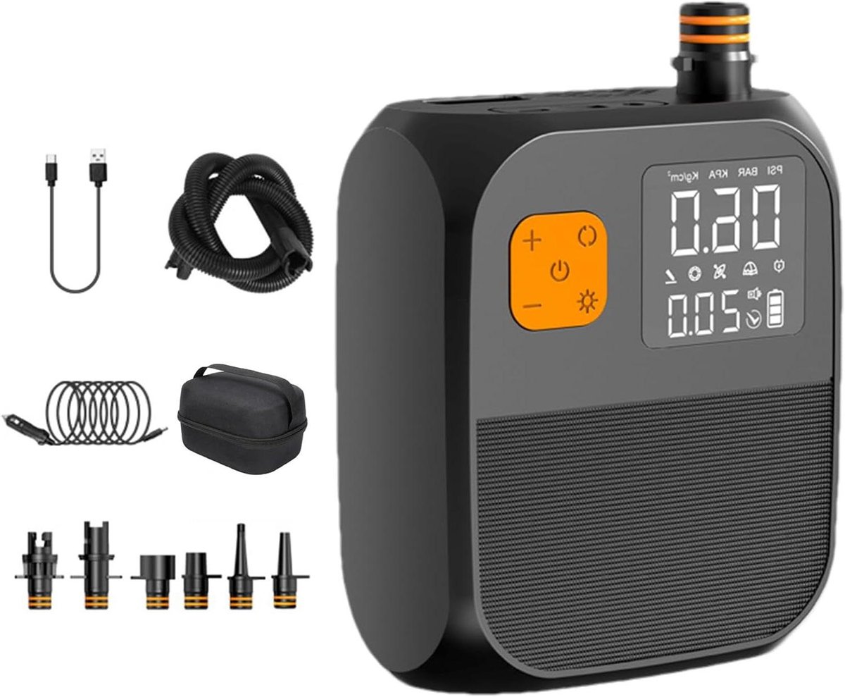 Draadloze Luchtpomp - Elektrische Pomp Opblaasbaar - Paddleboards Opblazen - 25 PSI Maximale Druk - 8000 mAh Batterij - Zwart
