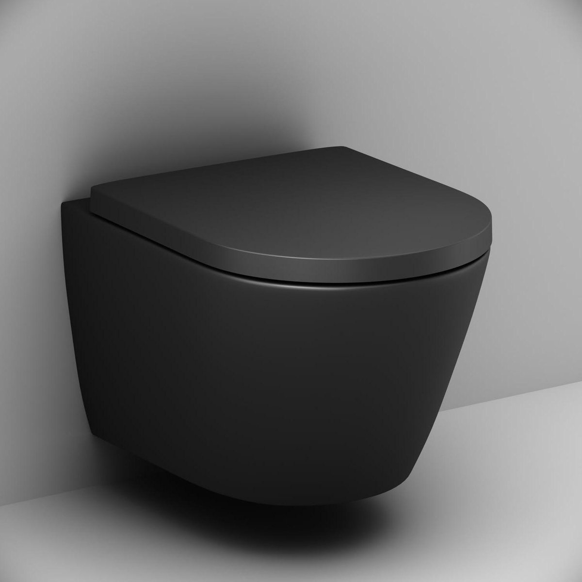Wandtoilet Zonder Spoelrand - Hangend Toilet - Badkamer Vernieuwen - AquaSpin Spoeltechnologie - 36 x 35 x 49 cm - Zwart