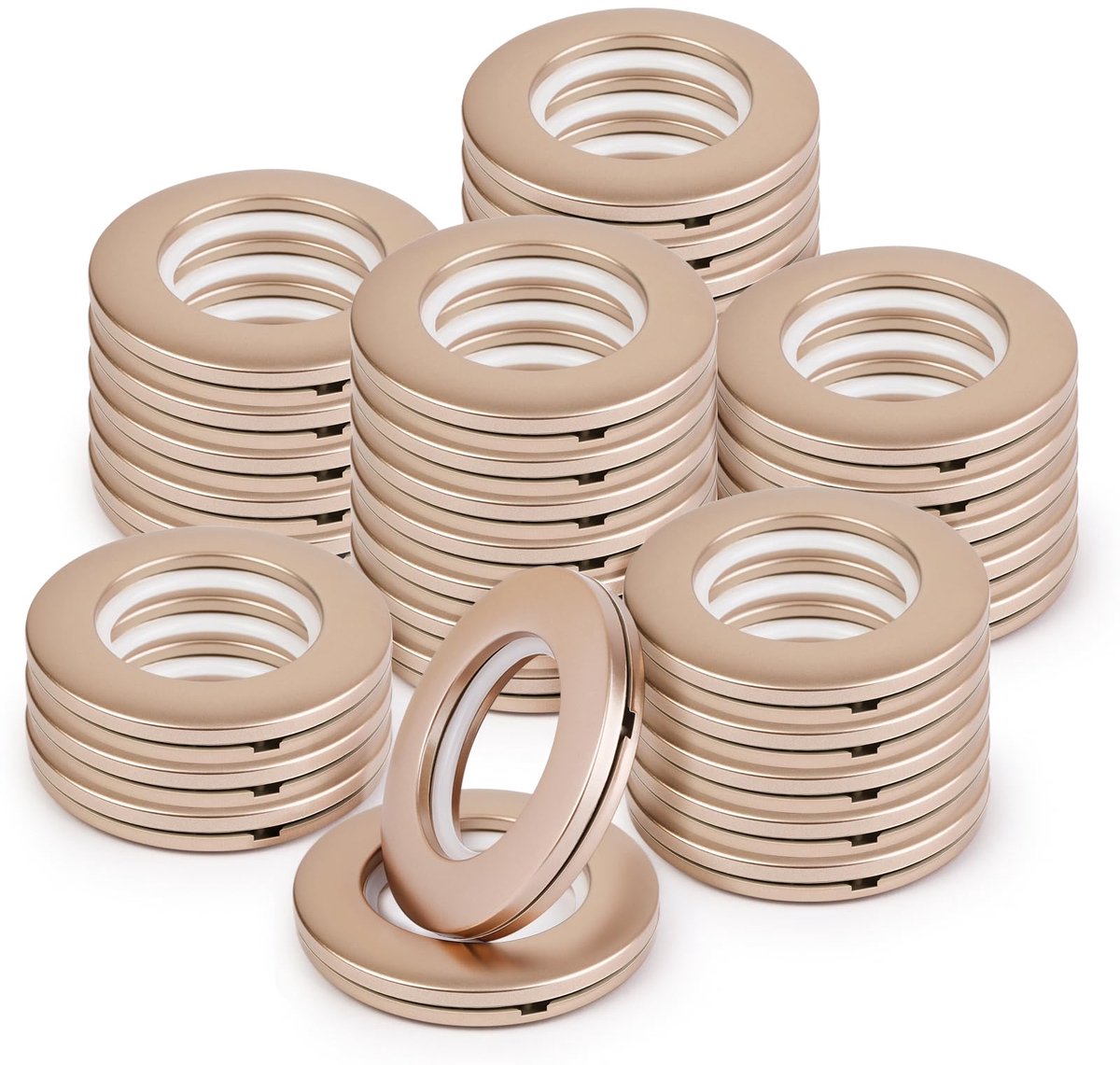 SnelShoppen - 32 Stuks Gordijnringen - Kunststof Gordijnringen 40mm - Slagogen voor Raamgordijnen, Douchegordijnen, Kledingkamers, Deurgordijnen - Gou