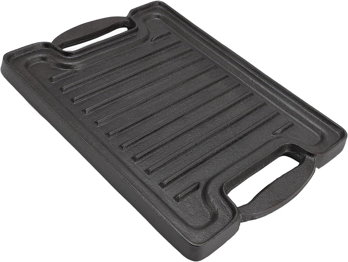 Gietijzeren BBQ-grillplaat Bakplaat Grill Buiten Koken Gelijkmatige Warmteverdeling 36x36x12 cm Zwart