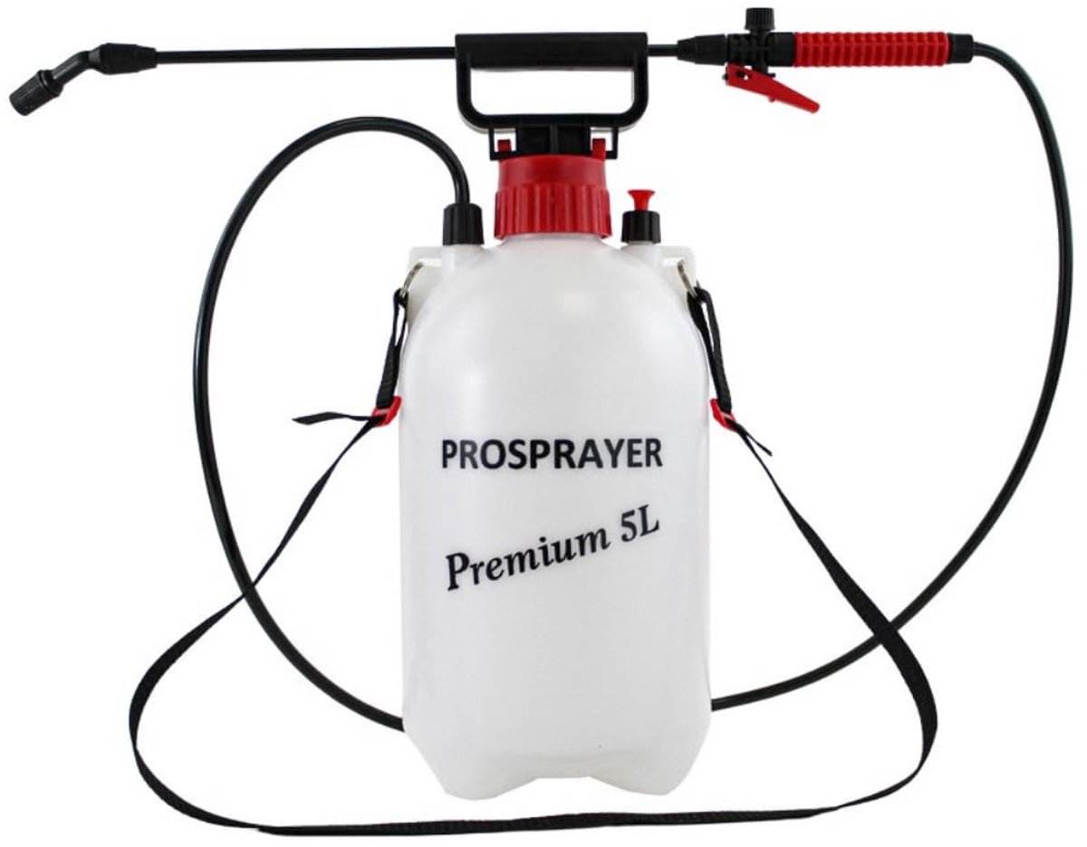 SnelShoppen - 5L Tuinsproeier Handmatige Drukspuit Premium met Verstelbare Lans en Draagriem - Lichte Pompsproeier voor Tuin, Camping en Buitengebruik