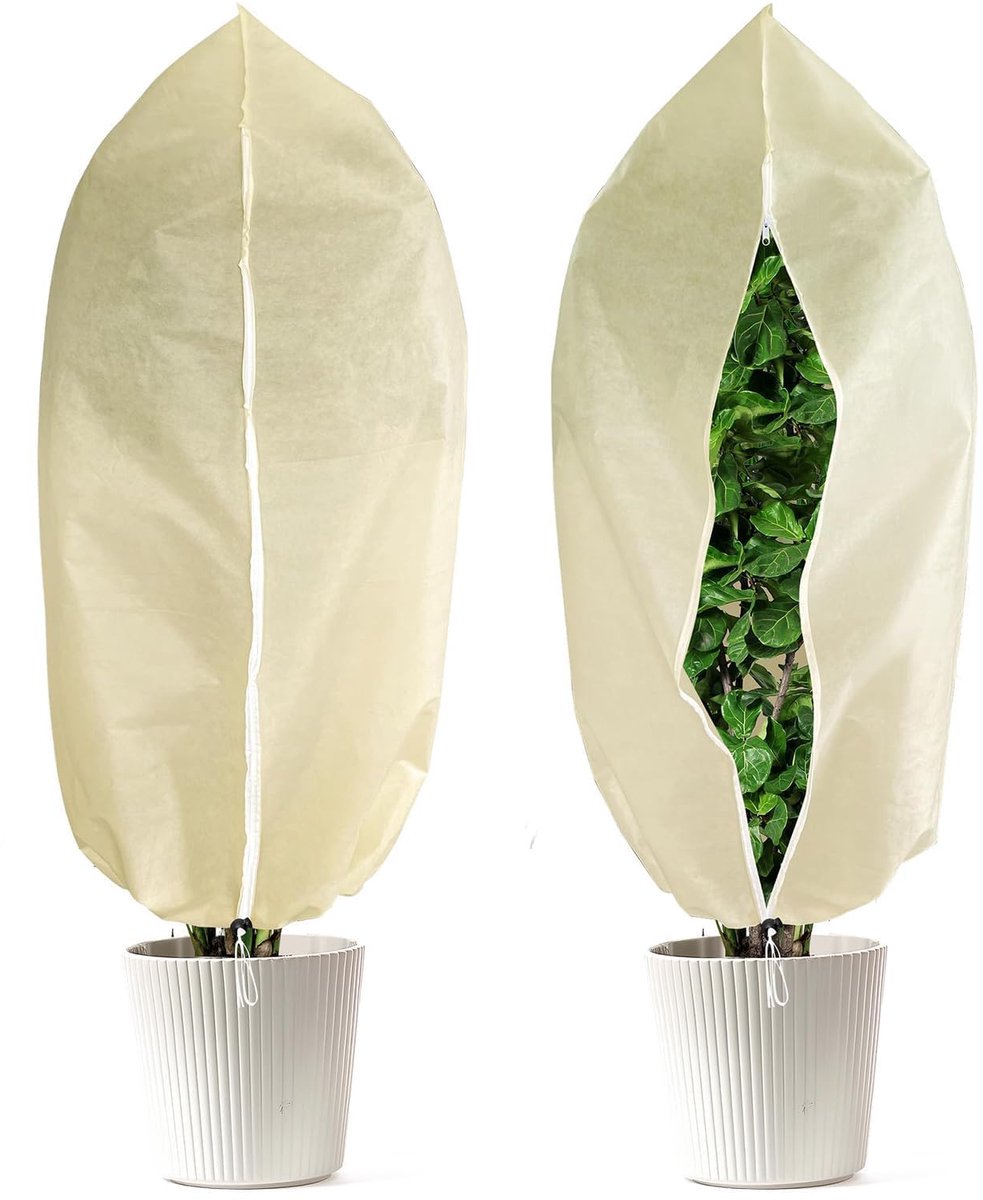 SnelShoppen - Winterbeschermhoes voor Tuinplanten - Vorstbeschermhoes met Trekkoord - 80 x 120 cm - Bescherming tegen Wind, Kou, Vogels en Insecten -