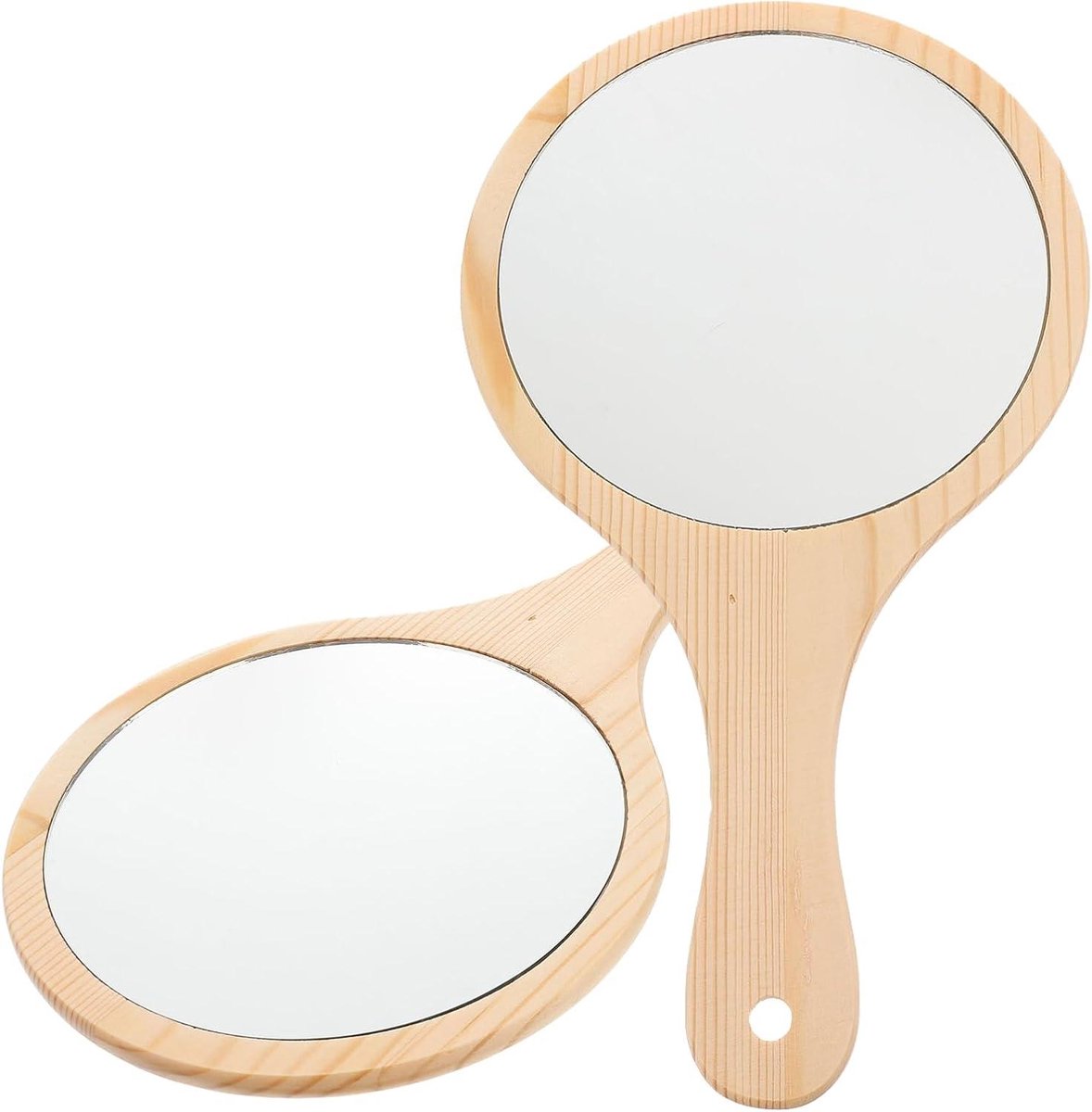 Handspiegel Hout - Make-up spiegel - Make-up bijwerken - Ergonomische grip - 295 cm - Beige