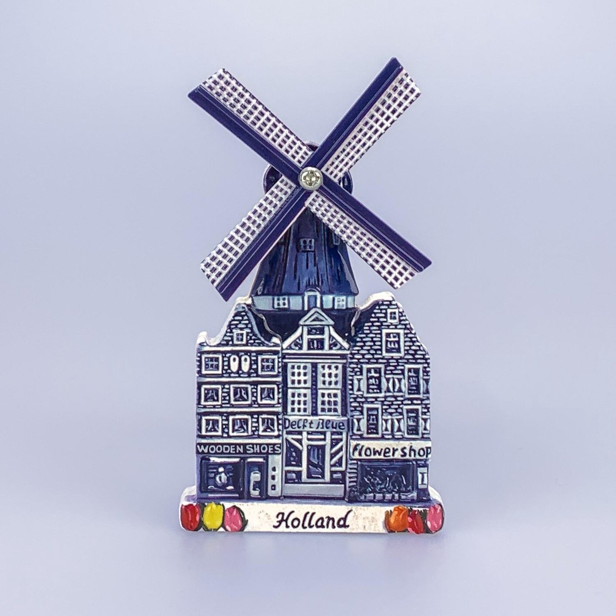 Magneet polyprint stadsmolen Holland - delftsblauw