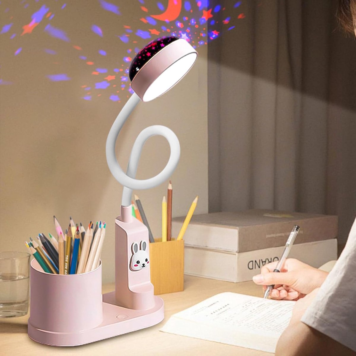 QORA® Bureaulamp Kinderkamer - Bureaulamp Roze - Tafellamp Kinderkamer - Roze - 10cm x 10cm x 10cm