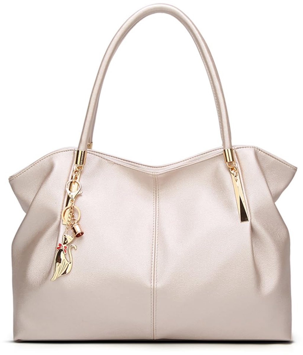SnelShoppen - Pahajim Handtas Dames, PU-Leer Shopper, Elegante Schoudertas, Grote Waterdichte Tas voor Werk, Reizen en Winkelen in Wit