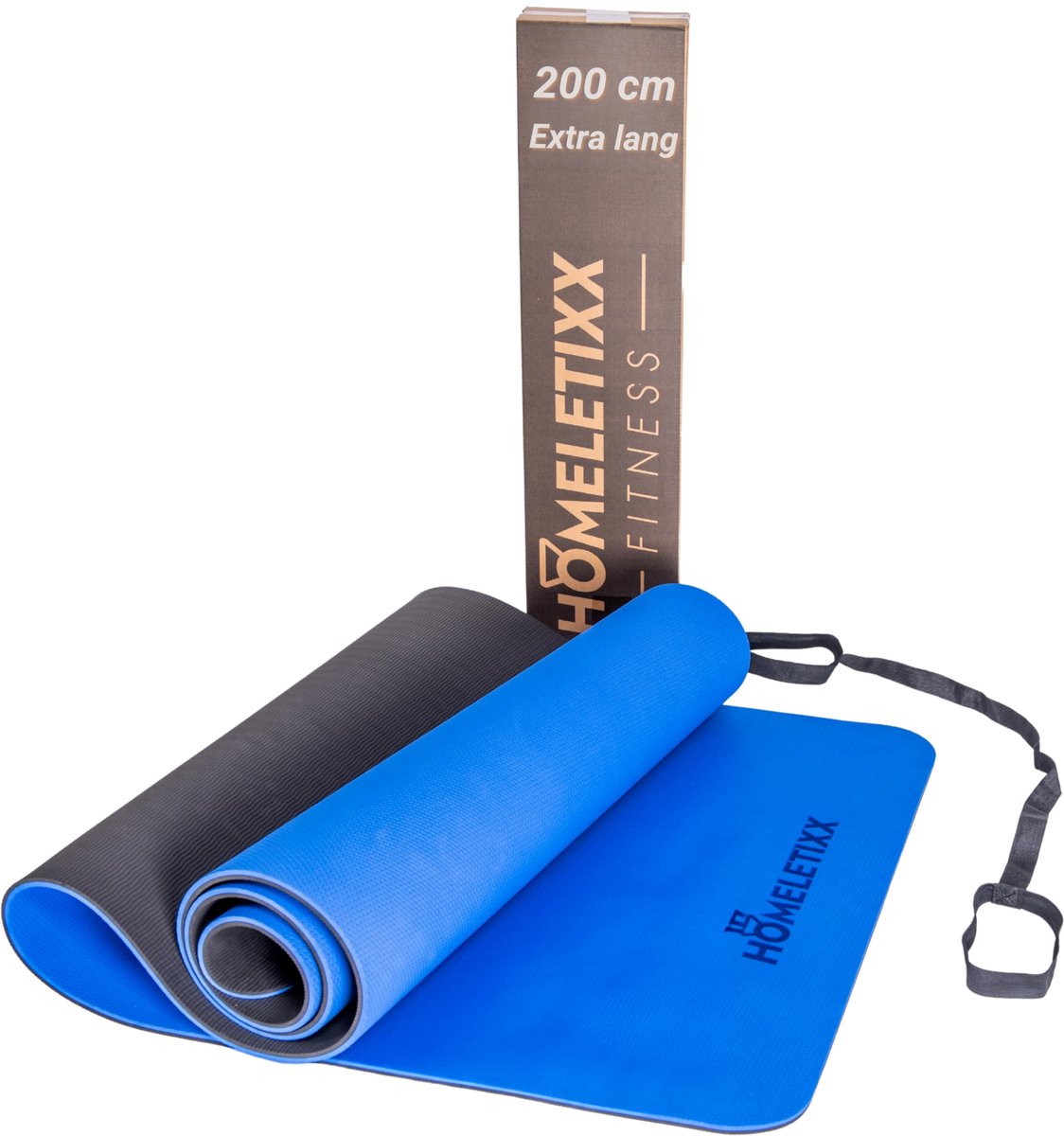 SnelShoppen - Fitnessmat 200 cm XL, Extra Lang Antislip Yogamat voor Thuis, Premium TPE Sportmat met Draagriem voor Workout en Gymnastiek