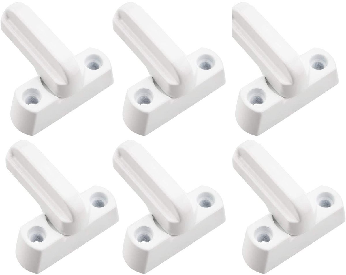 Dailygoods - 6 Stuks Window Jammer Sloten met Bevestigingsschroeven