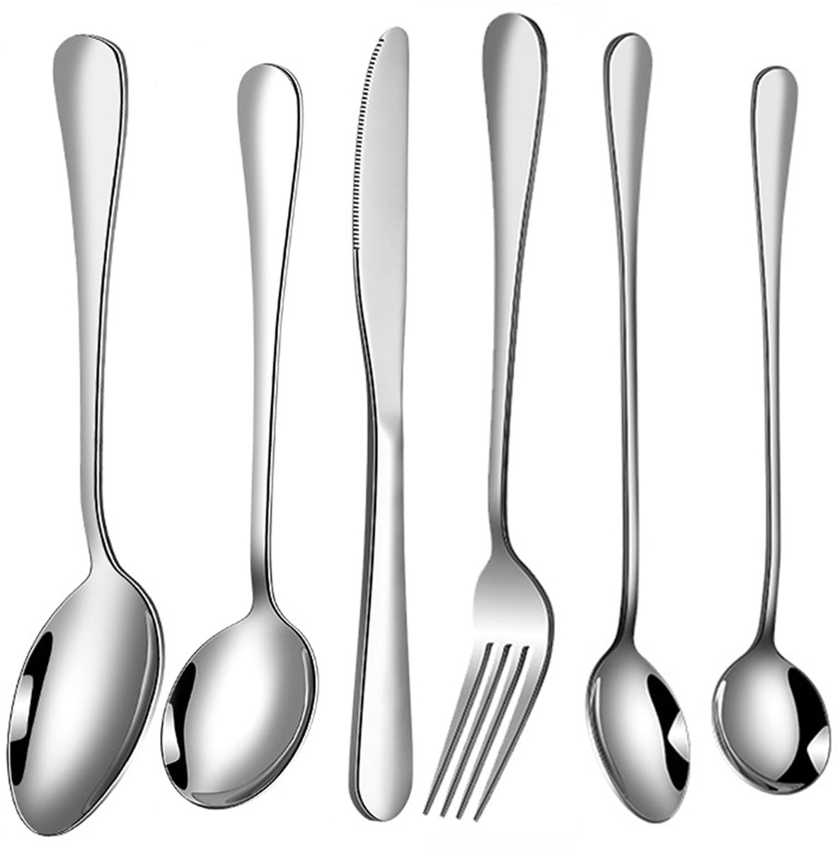 Dailygoods - 6-delige Bestekset Roestvrij Staal - Mes, Vork en Lepel voor Picknick en Kantoor