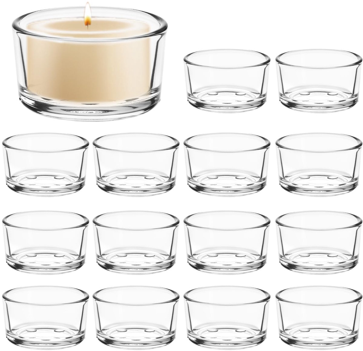 Dailygoods - 15 Stuks Glazen Kaarsenhouders voor Tealights - Perfect voor Feesten en Decoratie