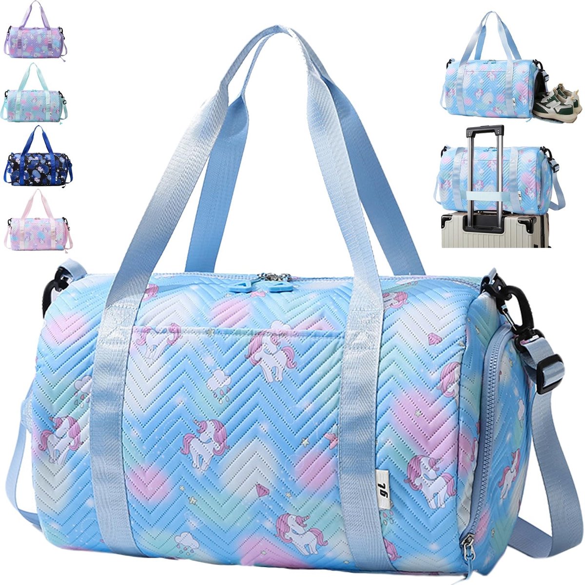 Dailygoods - Unicorn Gymtas voor Meisjes - Waterdichte Sporttas met Schoenenvak en Compartiment voor Nat