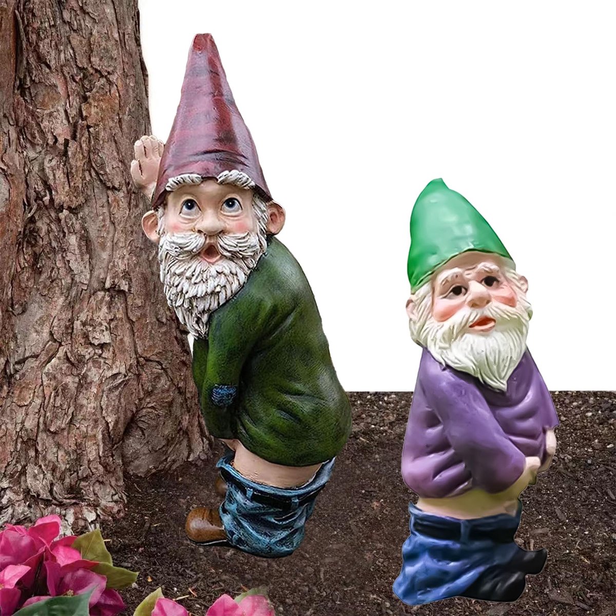 Dailygoods - Set van 2 Tuin Gnomes - Decoratieve Beelden voor Binnen en Buiten