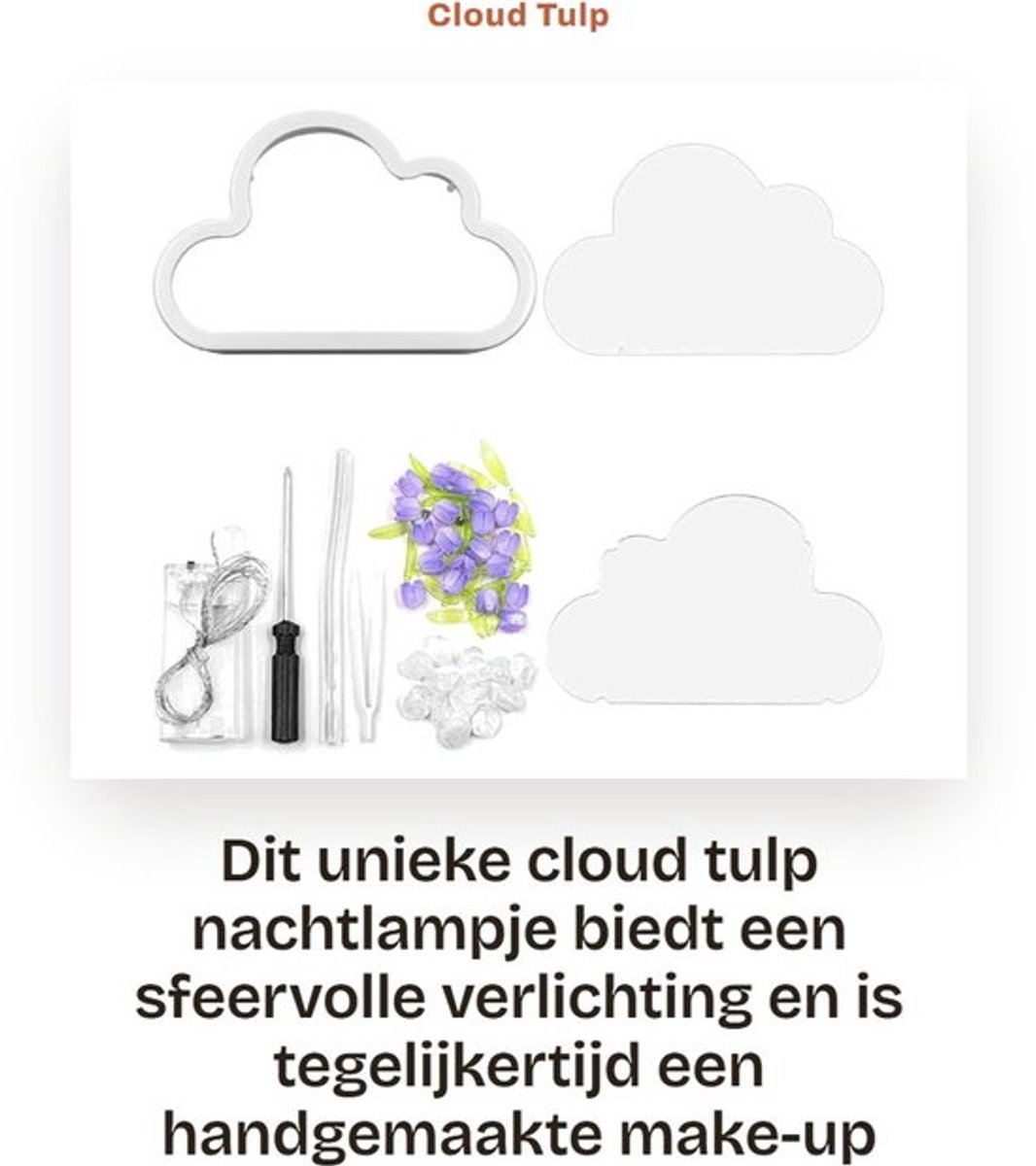Cloud Tulp Nachtlampje met Handgemaakte Make-up Spiegel